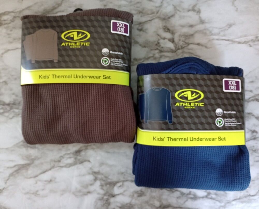 (Bundle) 2 NWT Athletic Works Thermal Long Sleeve Pants Sets Size XXL 18